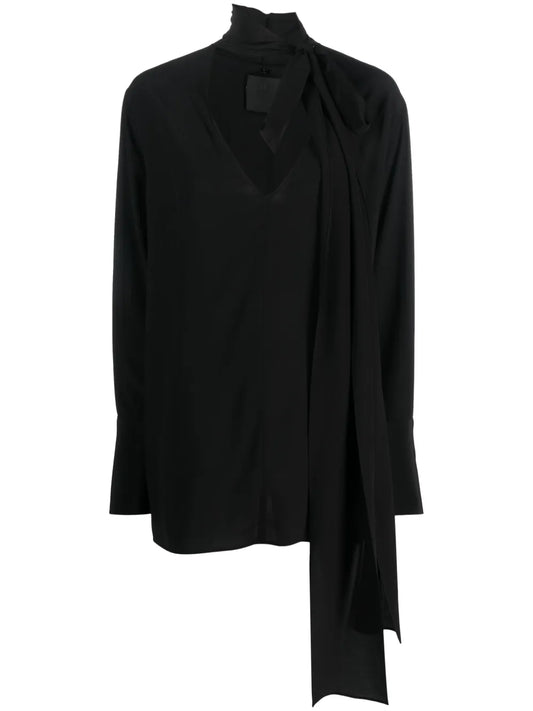 Pussy-Bow Silk Blouse