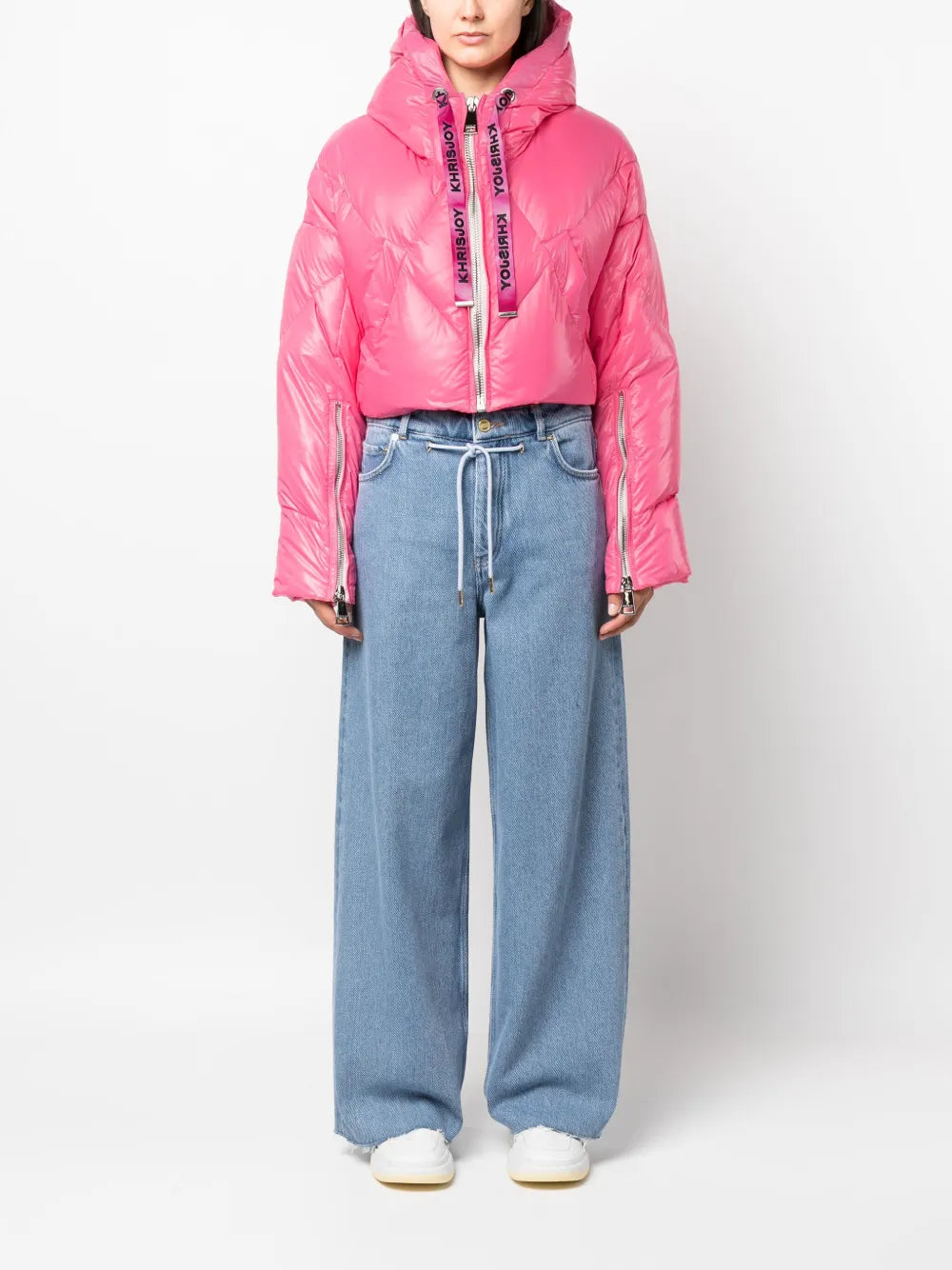 Logo-Print Drawstring Down Puffer Jacket