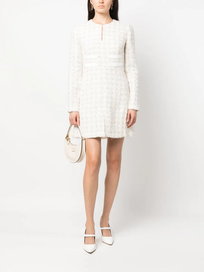 Long-Sleeve Tweed Minidress