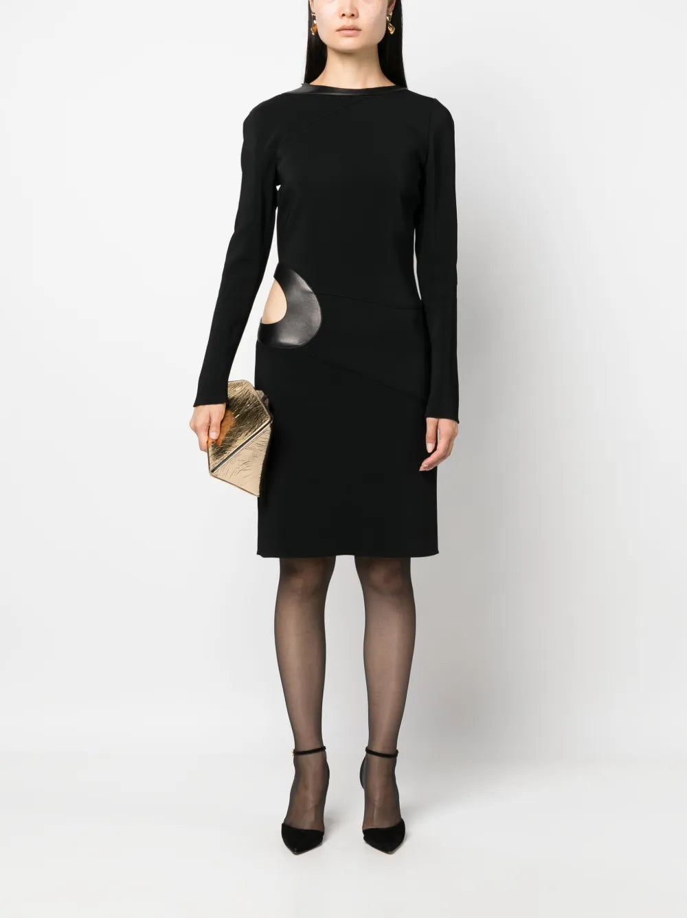 Cut-Out Long-Sleeved Dress