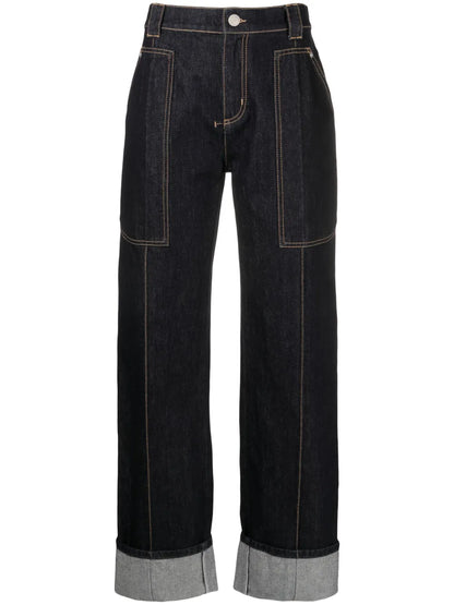 Turn-Up Straight-Leg Jeans