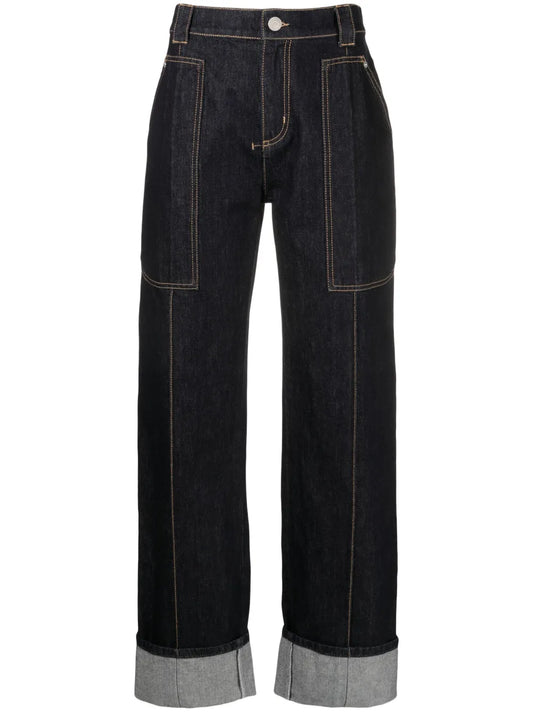 Turn-Up Straight-Leg Jeans