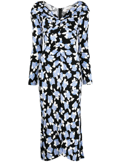 Floral-Print V-Neck Dress