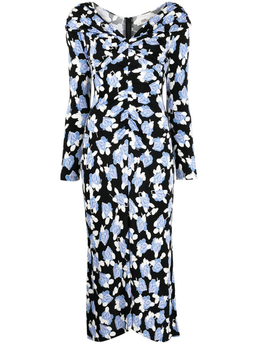 Floral-Print V-Neck Dress