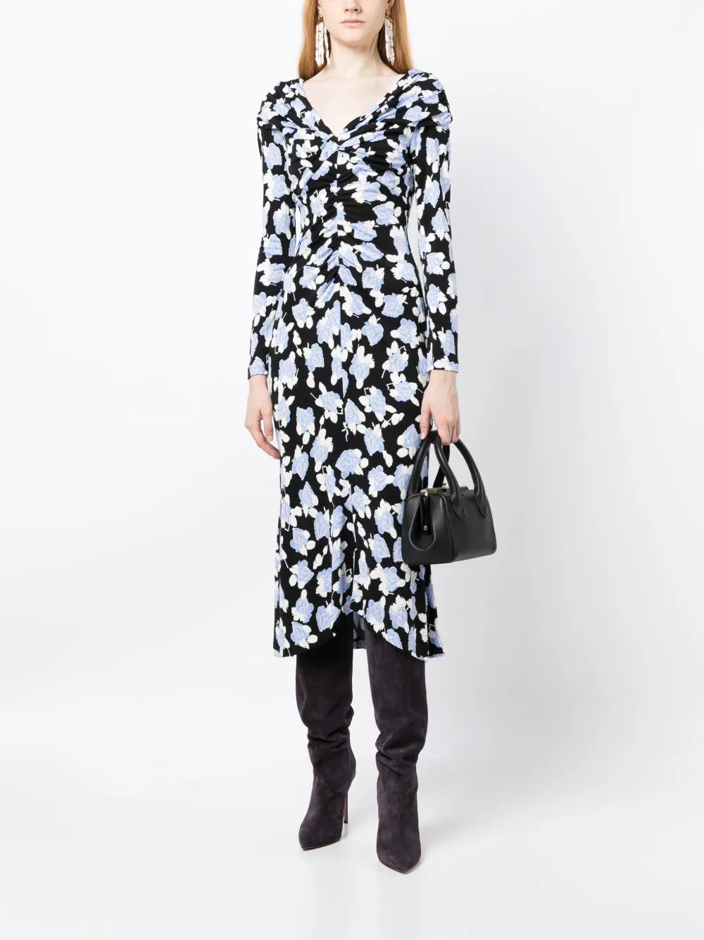 Floral-Print V-Neck Dress