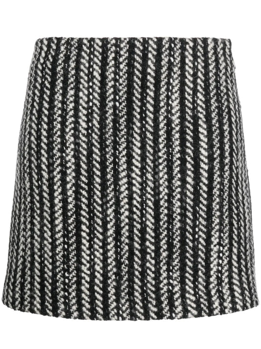 Two-Tone Bouclé Miniskirt