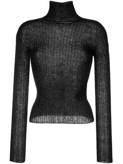 High-Neck Ribbed-Knit Jumper