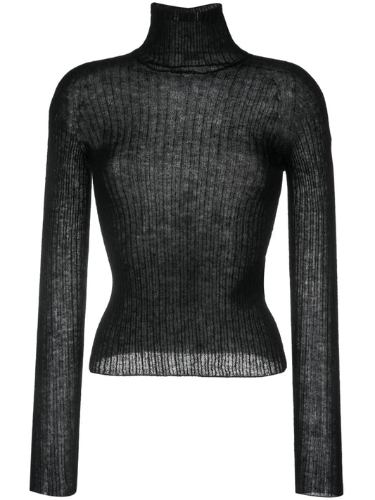 High-Neck Ribbed-Knit Jumper
