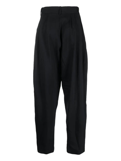Pleat-Detailing Wool Tapered Trousers
