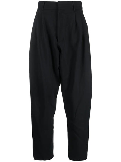 Pleat-Detailing Wool Tapered Trousers