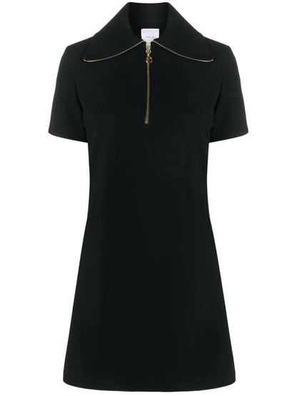 Short-Sleeve Zip-Detail Dress