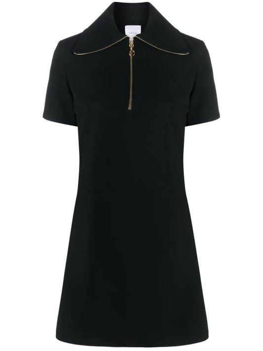 Short-Sleeve Zip-Detail Dress