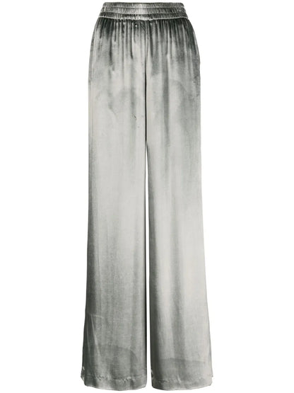 Velvet-Finish Palazzo Trousers