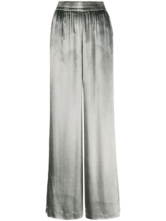 Velvet-Finish Palazzo Trousers