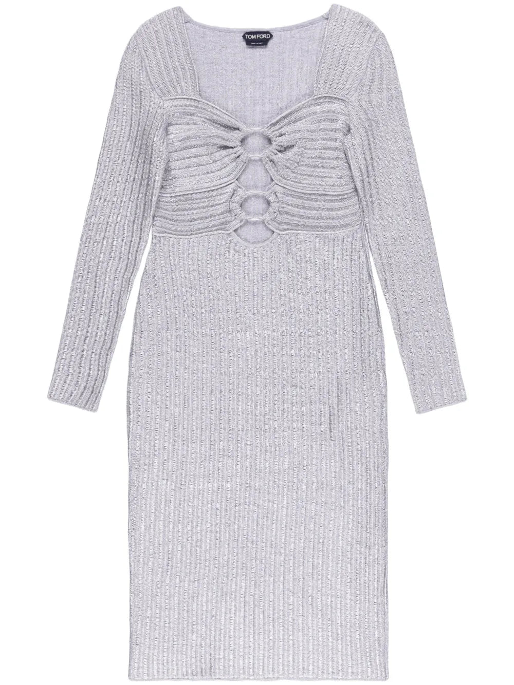 Cut-Out Detailing Ribbed-Knit Dress