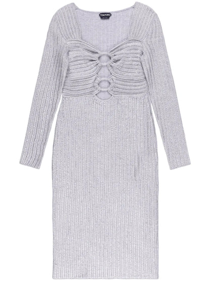 Cut-Out Detailing Ribbed-Knit Dress