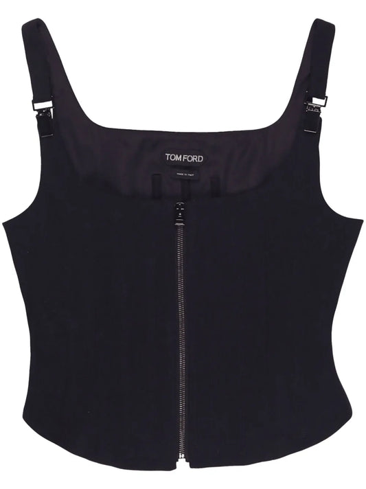 Zip-Up Corset Tank Top