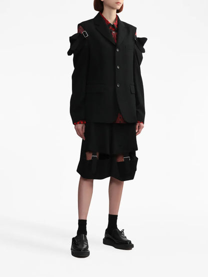 Buckle-Detail Wool Shorts