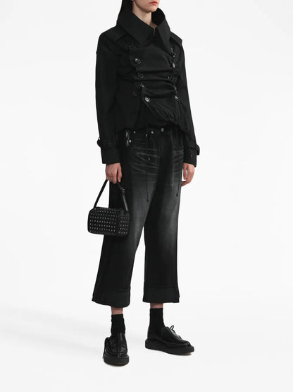 Cropped Panelled Wide-Leg Jeans