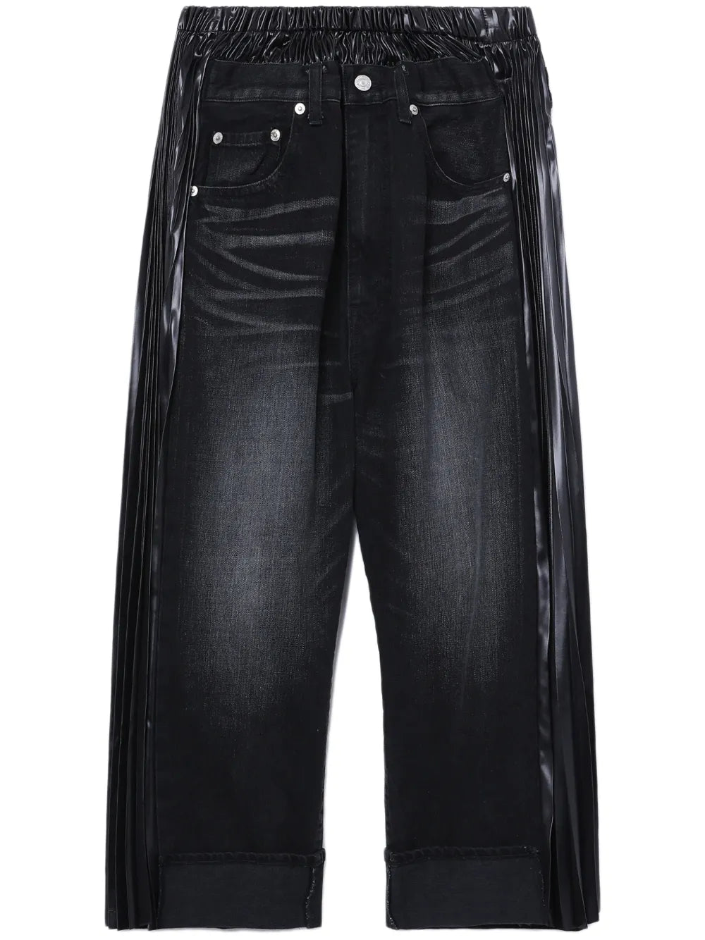 Cropped Panelled Wide-Leg Jeans