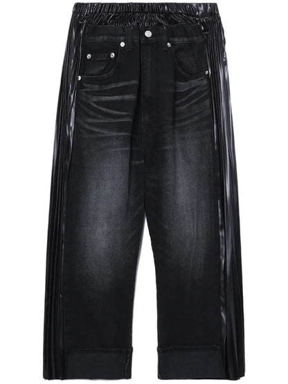 Cropped Panelled Wide-Leg Jeans