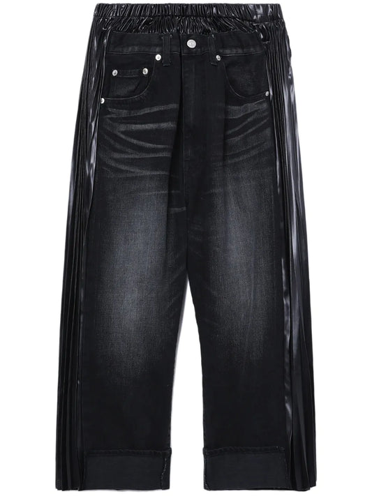 Cropped Panelled Wide-Leg Jeans