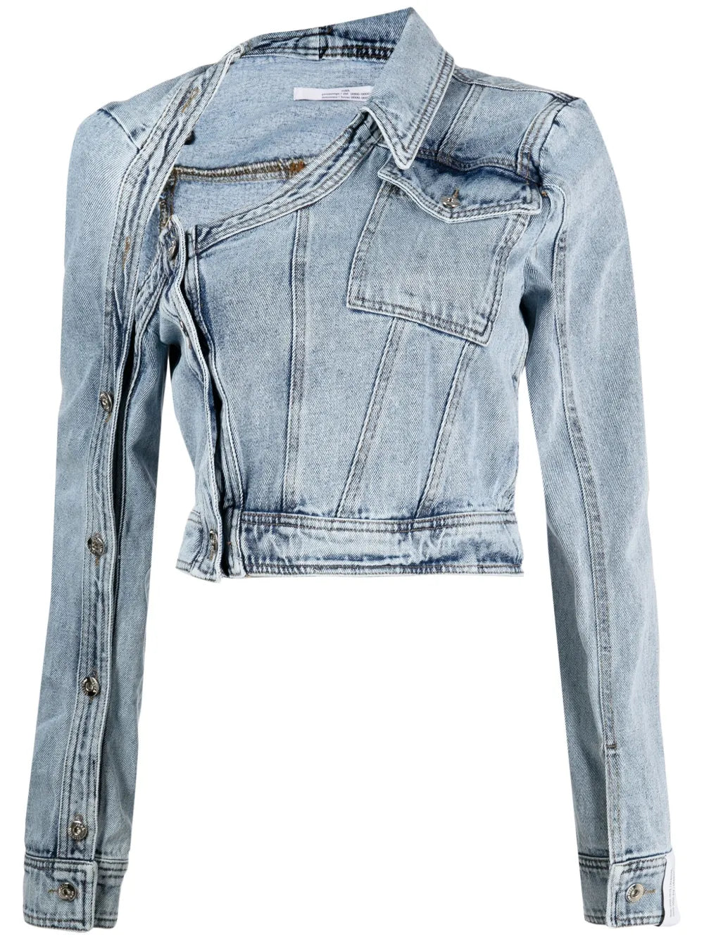 Asymmetric-Neck Denim Jacket