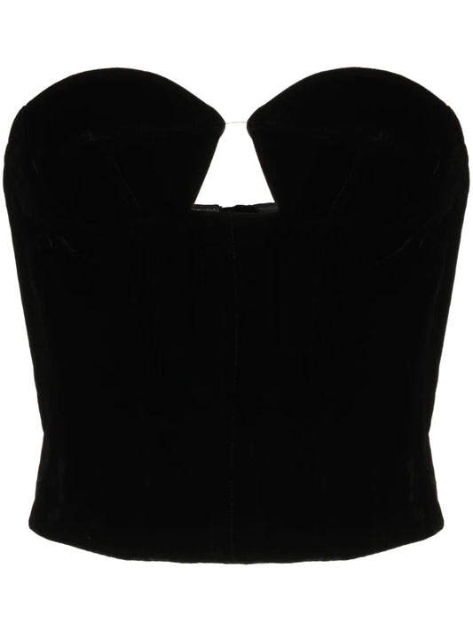 Cut-Out Velvet-Effect Bustier