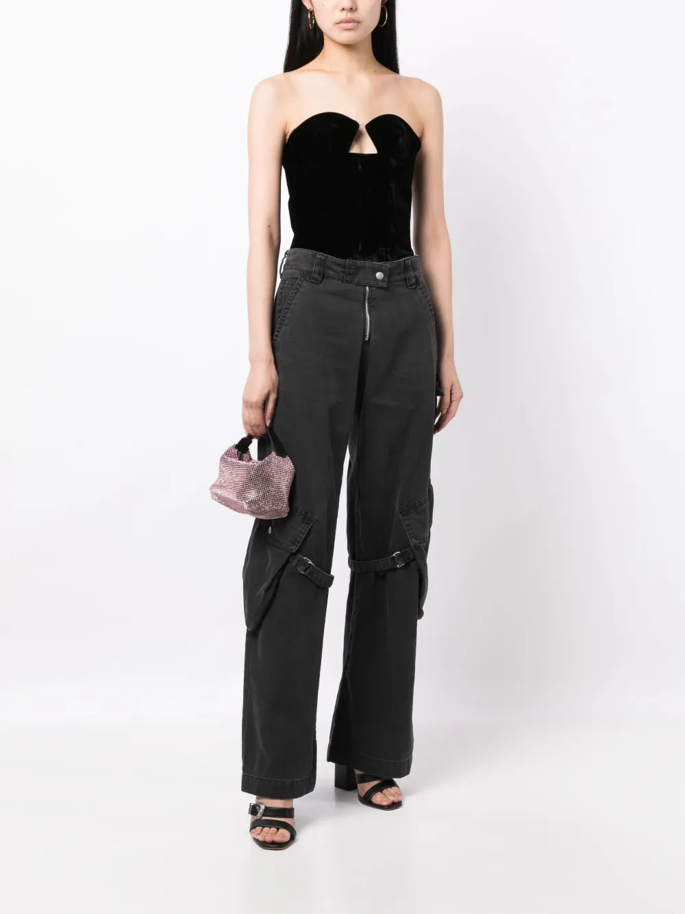 Cut-Out Velvet-Effect Bustier