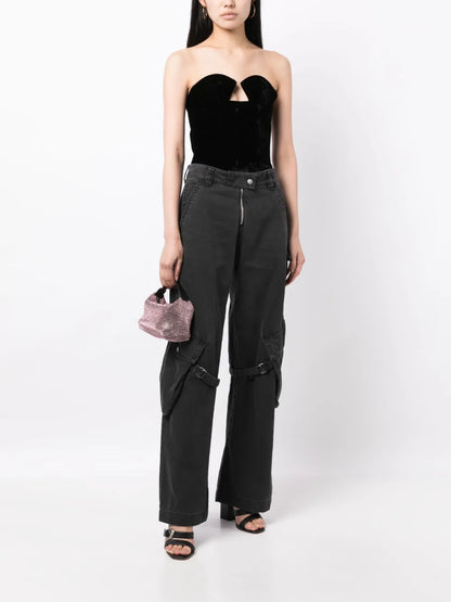 Cut-Out Velvet-Effect Bustier