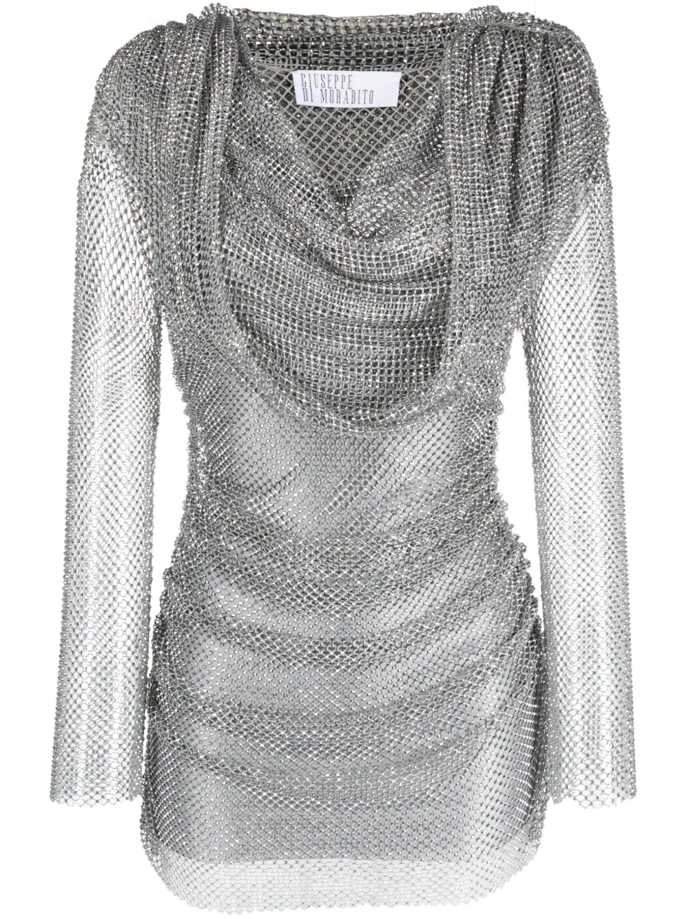 Crystal-Embellished Mesh Minidress