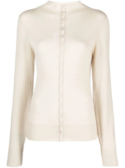 High-Neck Wool Cardigan