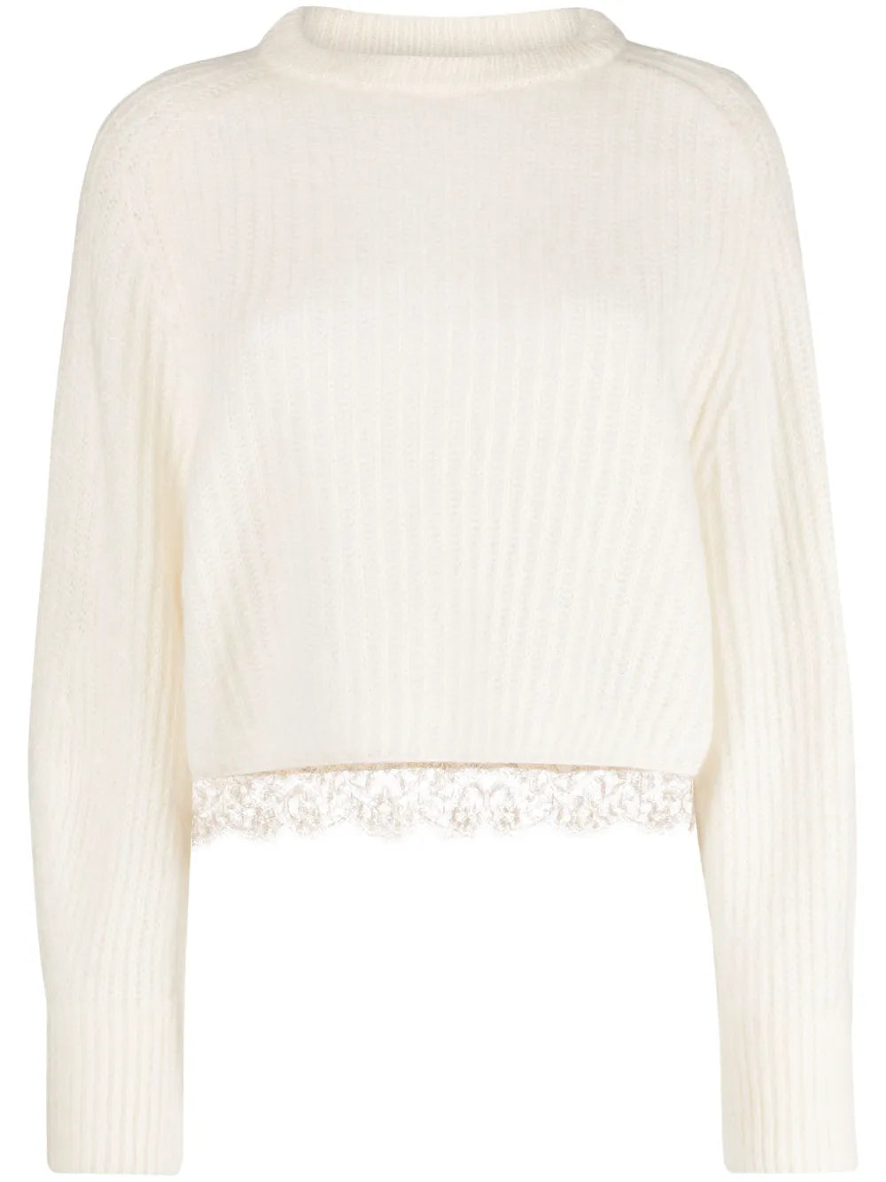 Lace-Trim Ribbed Jumper