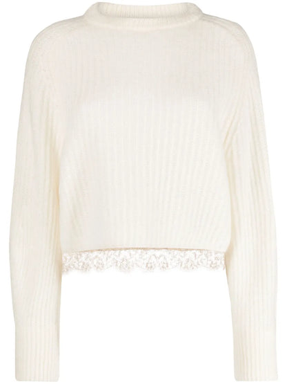 Lace-Trim Ribbed Jumper