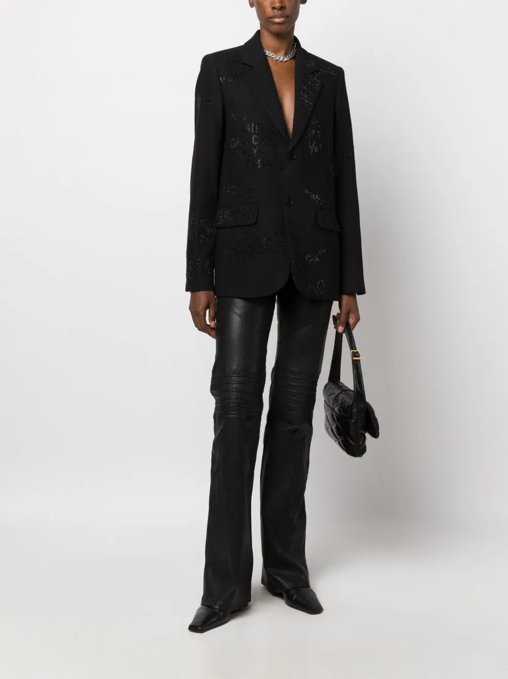 Single-Breasted Rhinestone Blazer