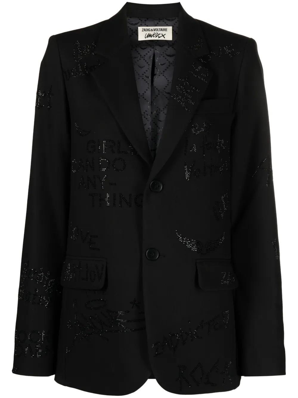 Single-Breasted Rhinestone Blazer
