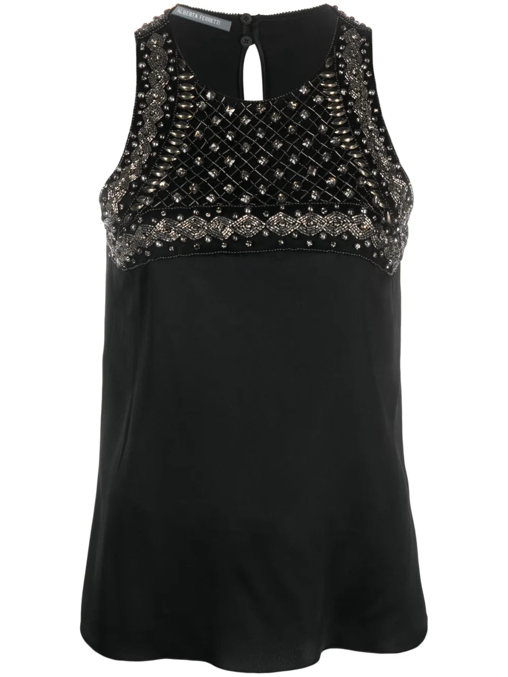 Bead-Embellishment Sleeveless Blouse