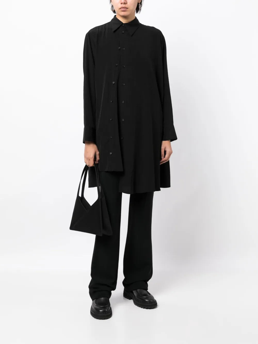 Asymmetric Decorative Button-Detail Shirt
