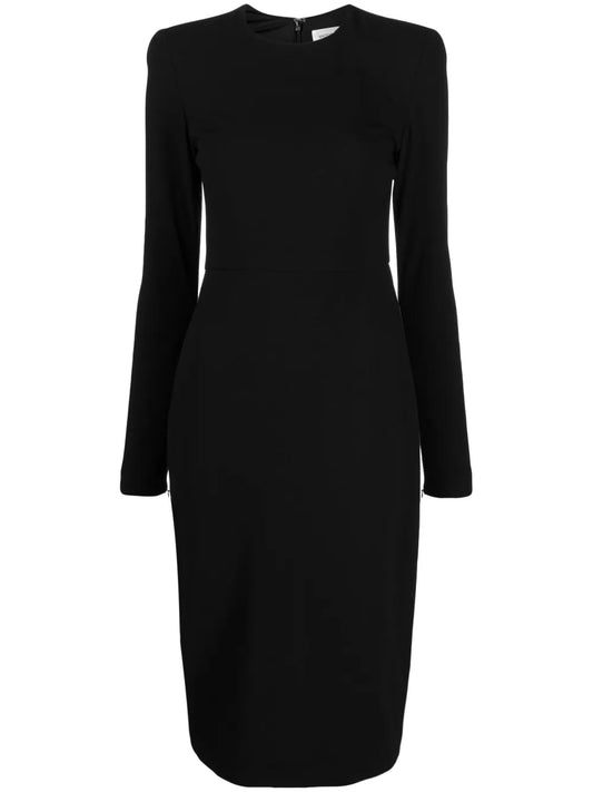 Round-Neck Fitted-Waist Dress