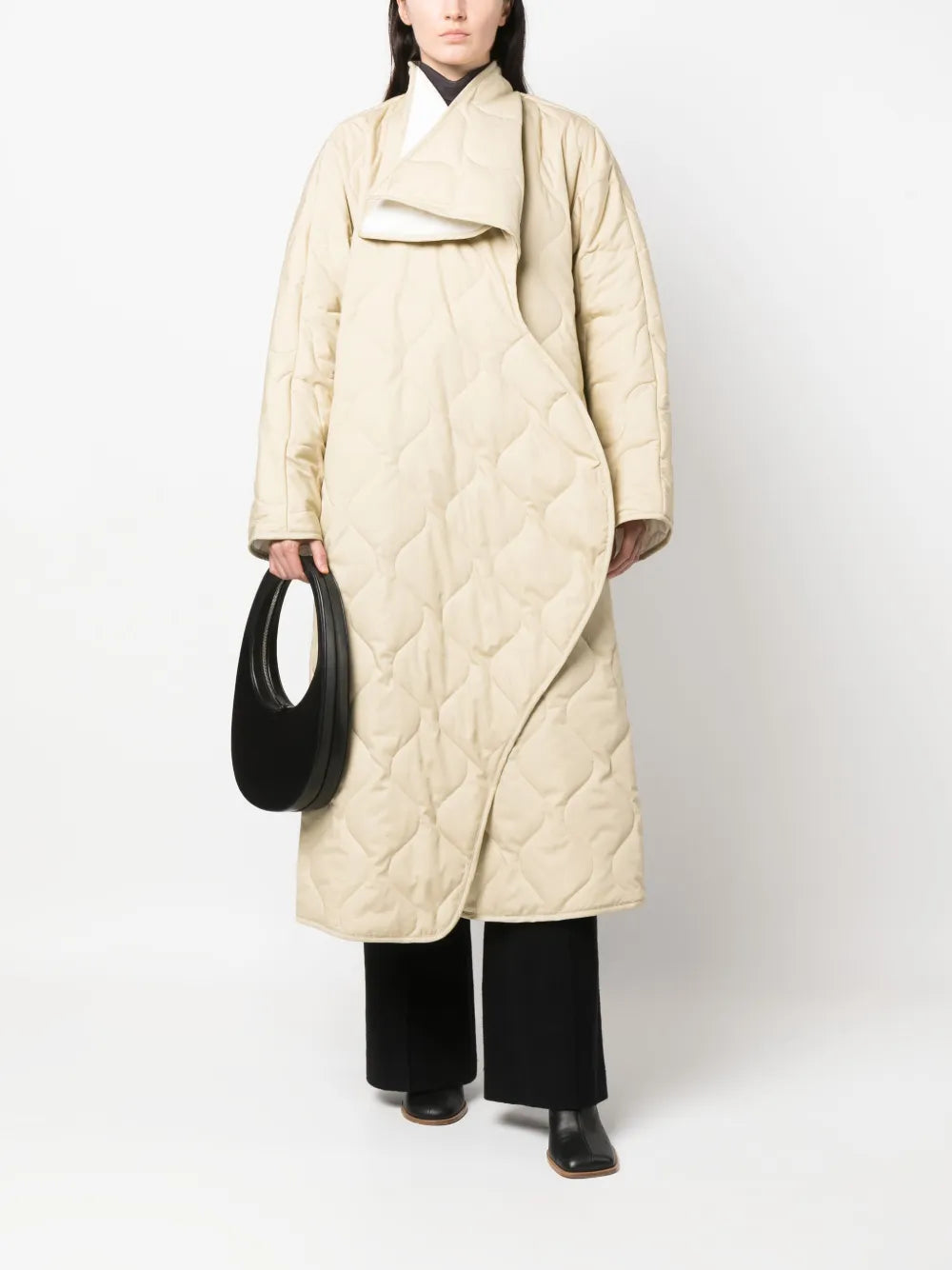 Asymmetric Diamond-Quilted Coat