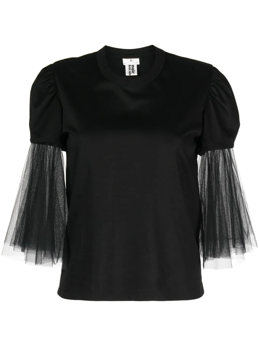 Tulle-Sleeves Cotton T-Shirt