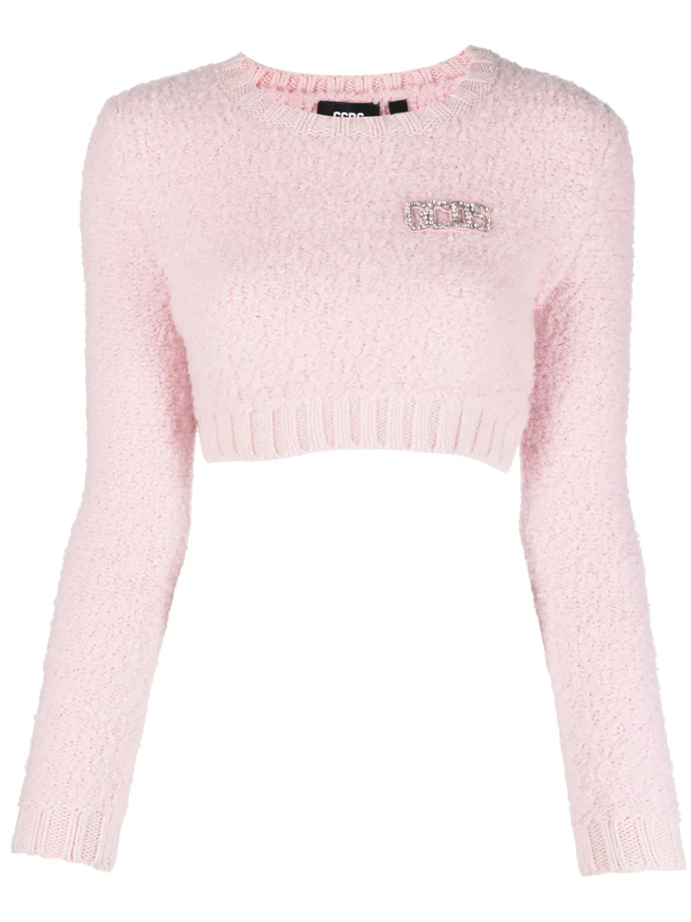 Crystal-Embellished Crew-Neck Crop Top