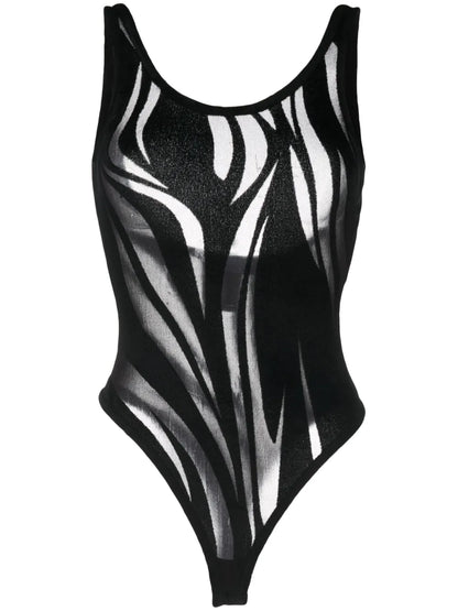 Sheer-Pattern Mesh Bodysuit