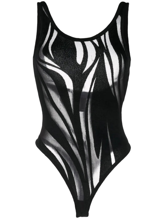 Sheer-Pattern Mesh Bodysuit