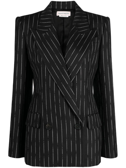 Striped Double-Breasted Blazer