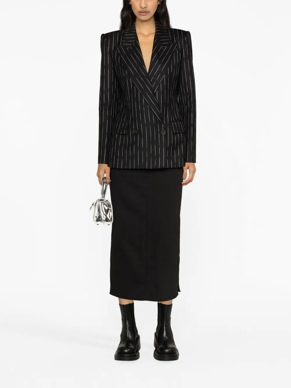 Striped Double-Breasted Blazer