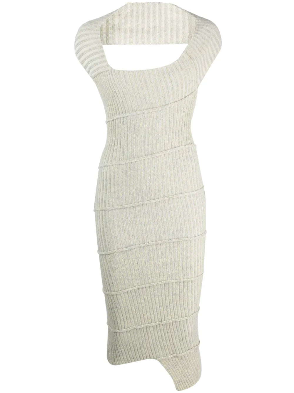 Ribbed-Knit Asymmetric Dress