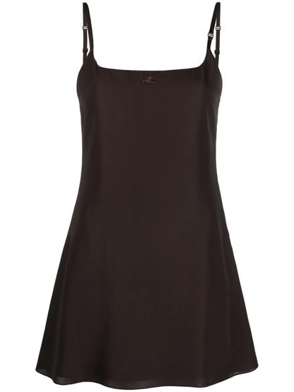Logo-Embroidered Slip Minidress