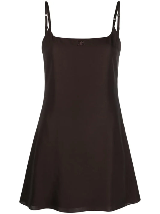 Logo-Embroidered Slip Minidress