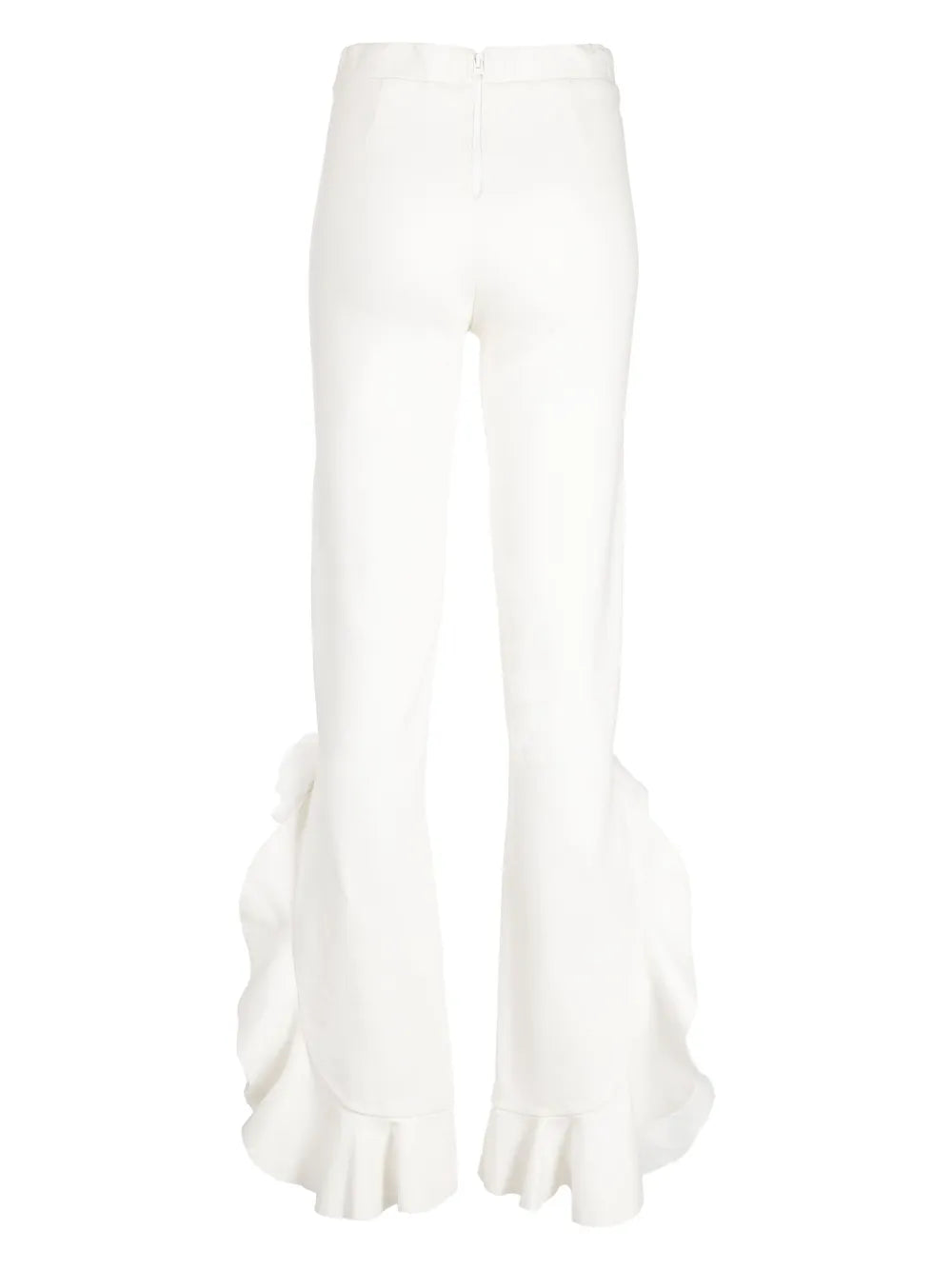 Frilled-Hem Zipped Flared Trousers